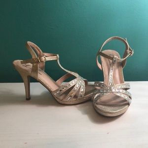 Gold with silver crystals Strappy Heels